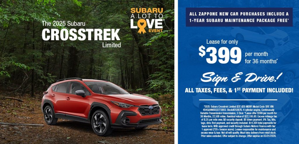 2025 Subaru Crosstrek Limited – Lease for $399/mo for 36 Months