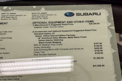 2026 Subaru BRZ Series. Yellow