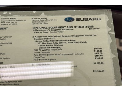 2026 Subaru BRZ Series. Yellow