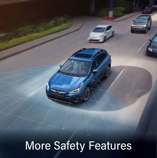 A Subaru Crosstrek in blue with the words &ldquo;More Safety Features&ldquo;. | Zappone Subaru Norwich in Norwich NY